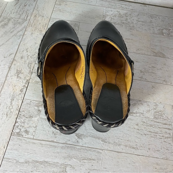 Frye Charlotte 2 Mules Heels Black Leather Womens Size 8‎ M - Picture 8 of 12